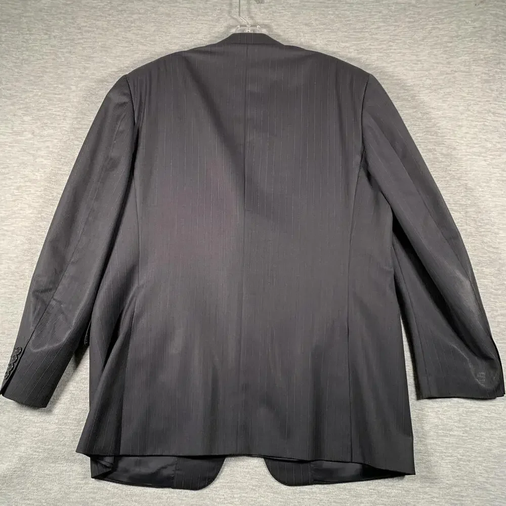 Canali Suit Jacket Mens 56R Gray Pinstripe Wool Super 120s Made Italy Saks Fifth